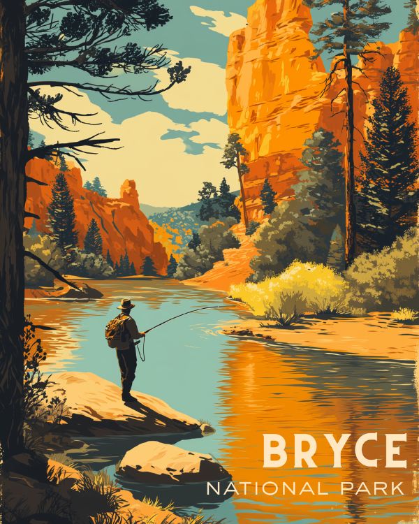 image of a vintage travel poster of bryce national park
