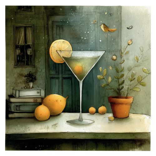 whimsical image of a lemon drop martini