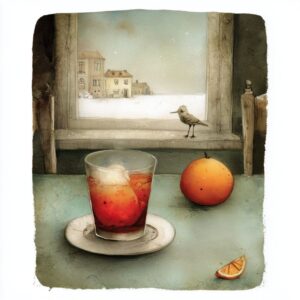 whimsical image of a negroni