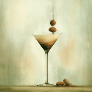 tiramisu martini with espresso beans. in vintage water color style