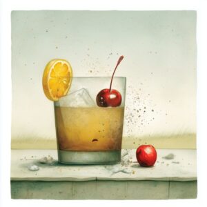 whimsical image of a whiskey sour